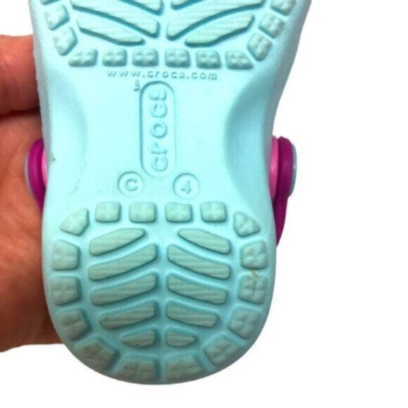 Crocs | Toddler Blue & Pink Strap Clogs Water Shoes Size 4 - Picture 7 of 11